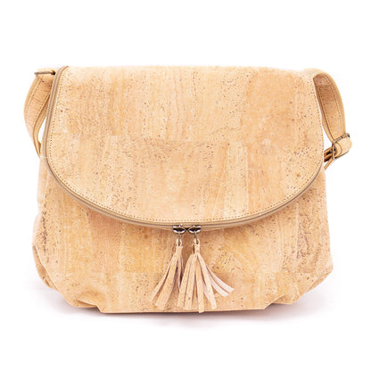 Elegant Cork Crossbody Bag – Natural & Colorful Tassel Flap Shoulder Purse BAGP-026