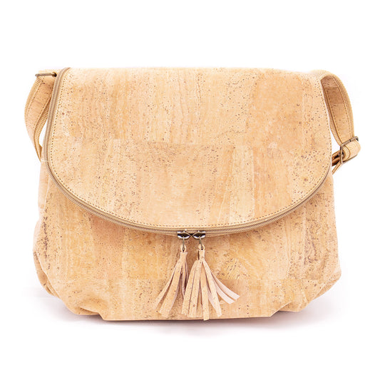 Elegant Cork Crossbody Bag – Natural & Colorful Tassel Flap Shoulder Purse BAGP-026