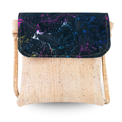Printed Cork Crossbody Bag with Flap and Zip Closure BAGP-392