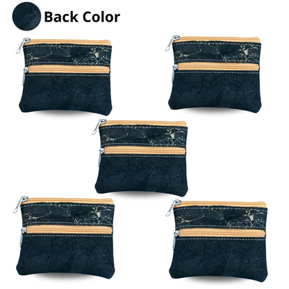 Dual Zip Cork Coin Pouch BAGP-333 (5 Units) RANDOM PATTERN