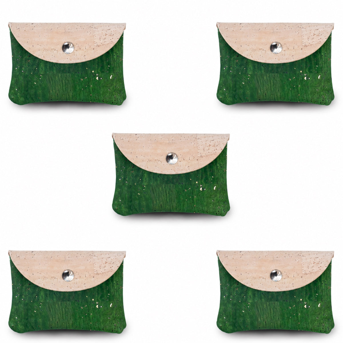 5pcs Natural Cork Coin Purses with Snap Closure BAGP-384