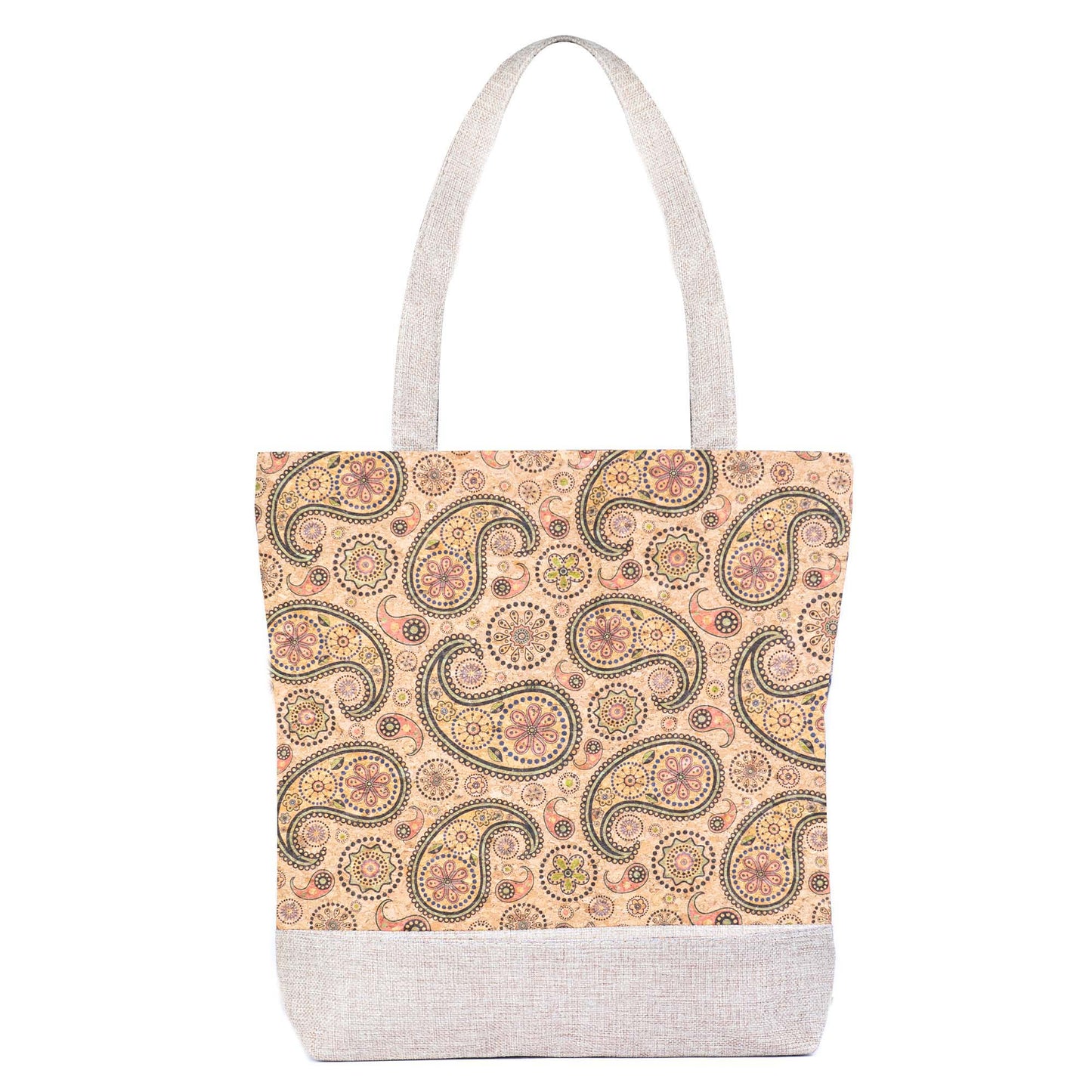 Printed Cork Tote Bag with Fabric Handles BAG-2382