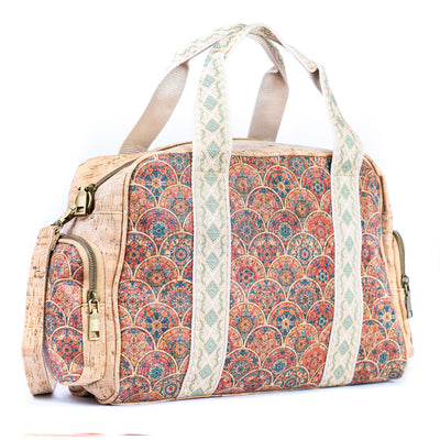 Colorful Printed Cork Handbag with Traditional Motif Design BAGD-543