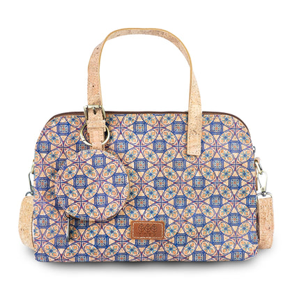 Printed Cork Handbag with Detachable Mini Zipper Purse & Shoulder Strap BAGD-667