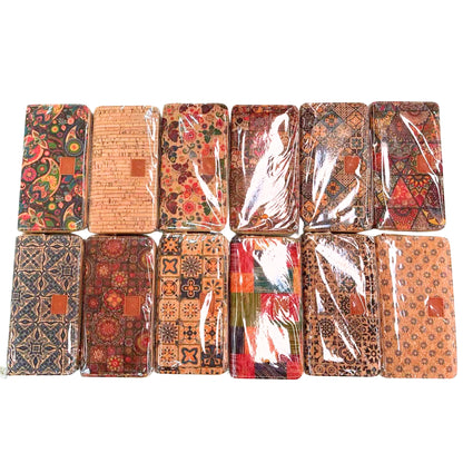 Pack of 12 Printed Cork Zip-Around Wallets  BAGD-624-12