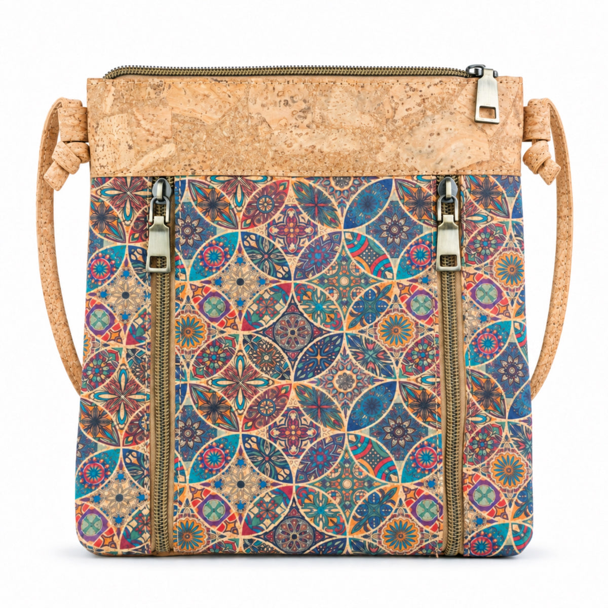 Cork Crossbody Bag with Vertical Front Zips | BAGD-668