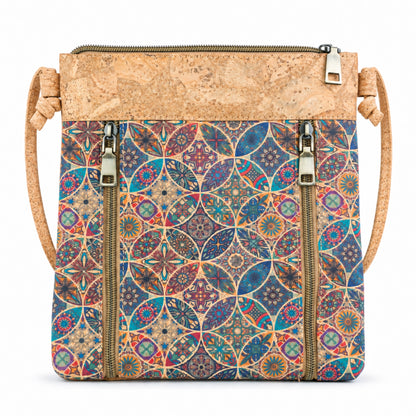 Cork Crossbody Bag with Vertical Front Zips | BAGD-668