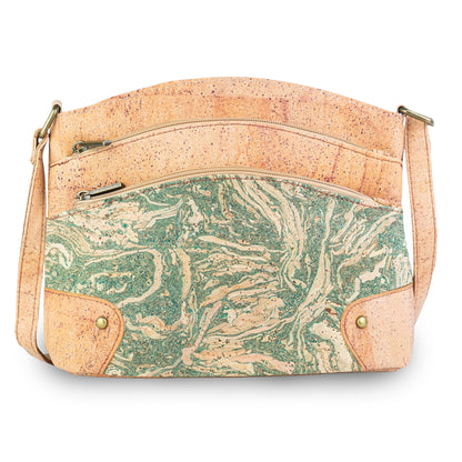 Natural Cork Multi-Pocket Crossbody Bag for Women – Vegan Shoulder Handbag BAG-2405