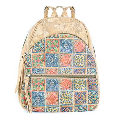 Cork Backpack – Flower and Tiles Pattern BAGD-610