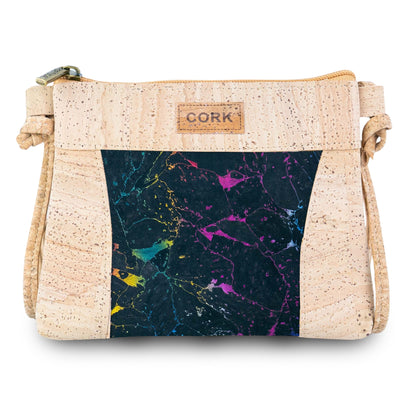 Premium Natural Cork Crossbody Bag with Colourful Front Panel BAGP-388