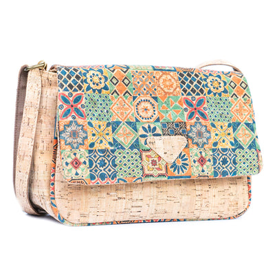 Vibrant Cork Crossbody Bag – Floral & Mosaic Delight BAGF-090