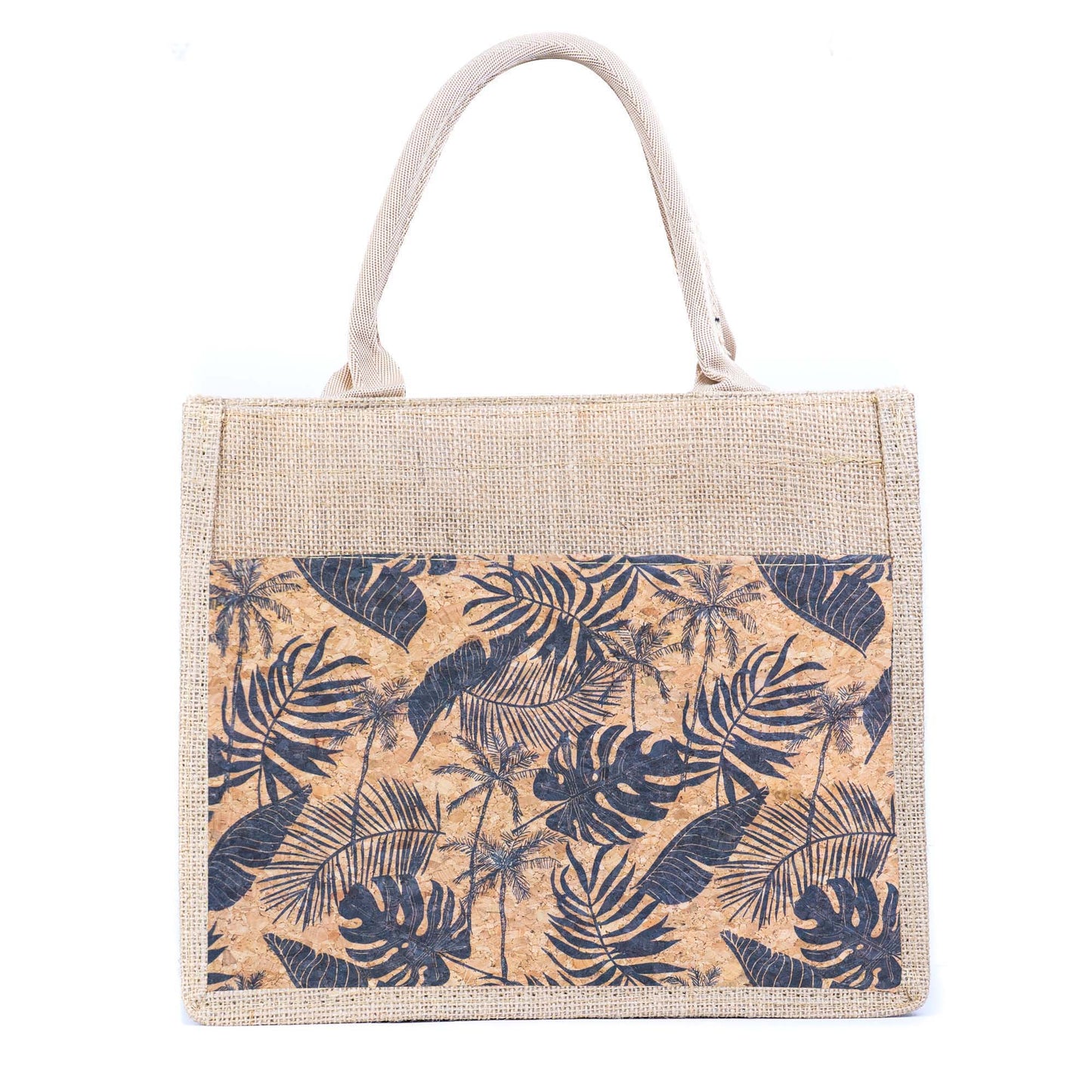 Floral Cork & Jute Tote Handbag BAG-2381