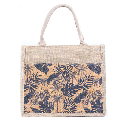 Floral Cork & Jute Tote Handbag BAG-2381