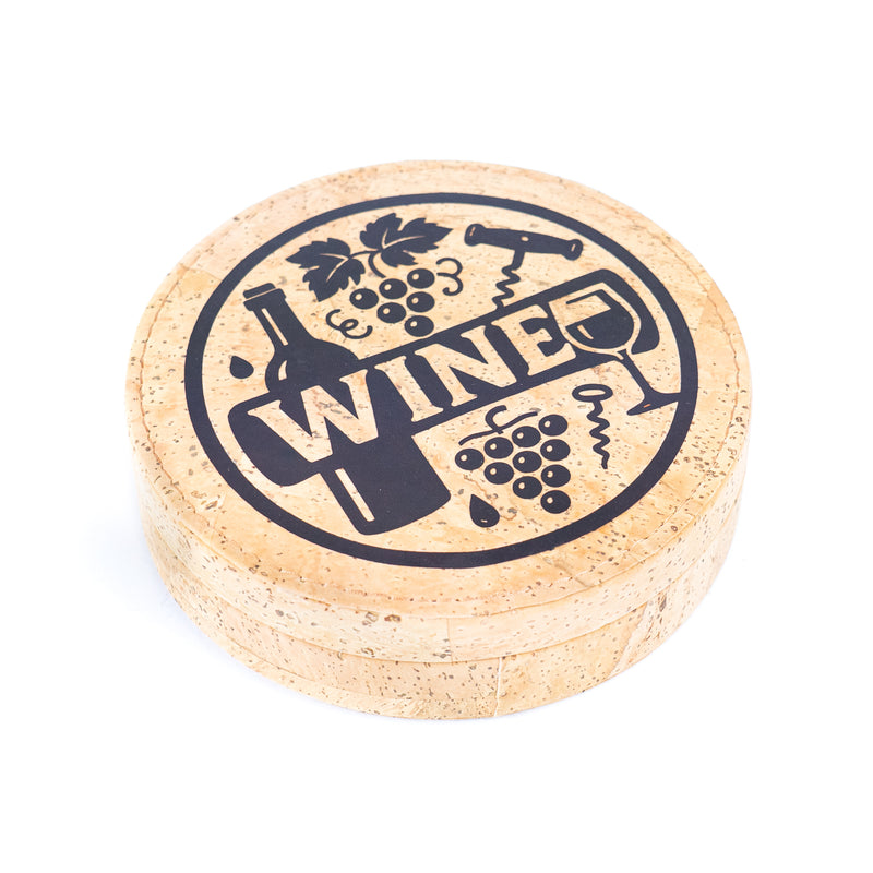 Cork Wine Accessory Gift Set – 4-Piece in Natural Cork Box L-1156