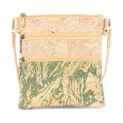 Eco-Friendly Cork Crossbody Bag with Triple Zippers BAGP-321