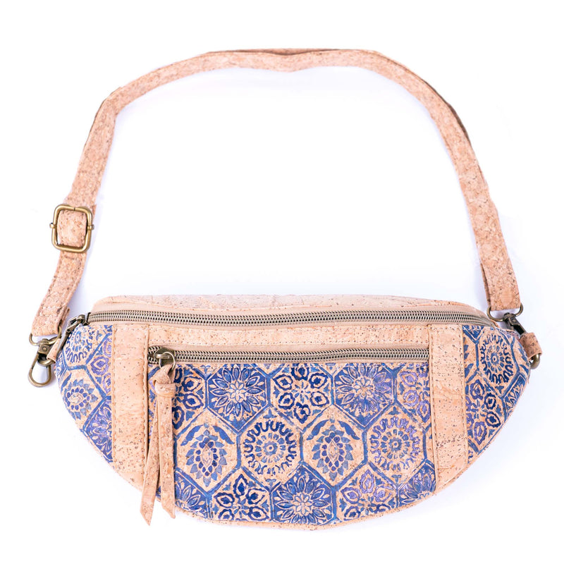 Eco-Friendly Natural Cork Fanny Pack Bag with Adjustable Strap and Printed Patterns BAGD-220