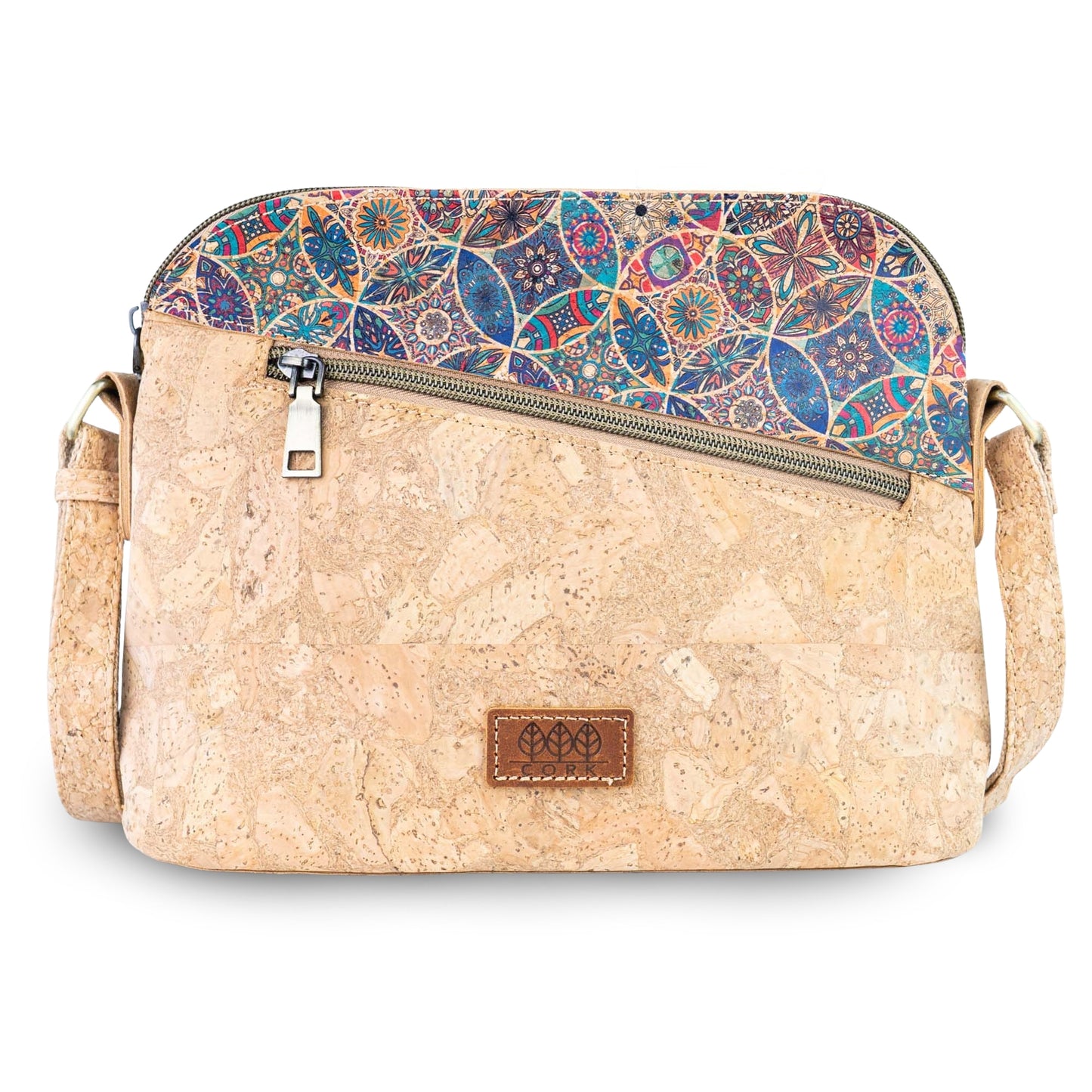 Natural Cork Crossbody Bag with Printed Accent BAGD-659