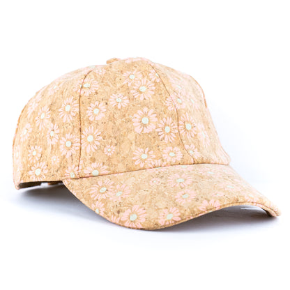 Women’s Cork Baseball Cap with Daisy Print L-1124