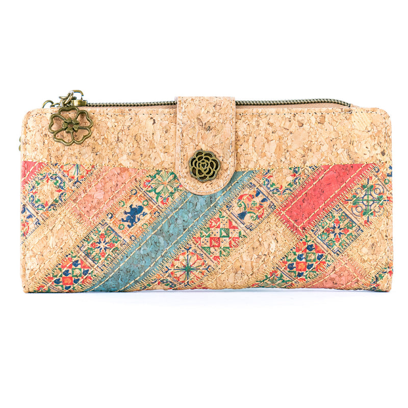 Patchwork-Stitched Cork Long Wallet – BAGD-592