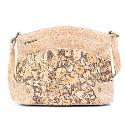 Women's Triple-Zip Crossbody Bag – Crafted from Cork and Coffee Grounds BAG-2340