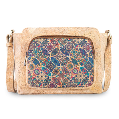 Natural Cork Crossbody Bag with Printed Front Pocket BAGD-658