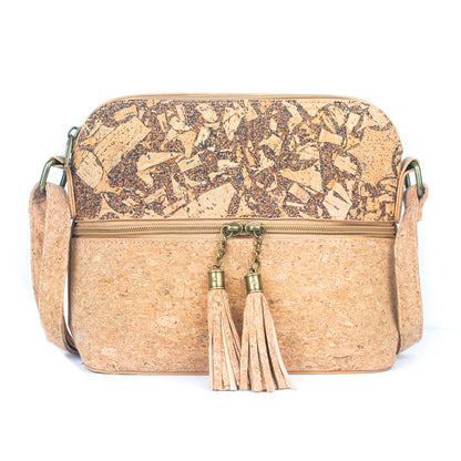 Tassel Zip Pocket Women's Natural Cork Crossbody Bag BAG-2291