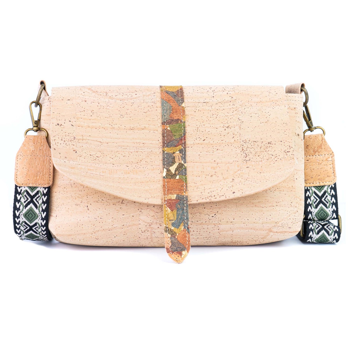 Cork Crossbody Bag with Interchangeable Strap | Natural Cork Shoulder Bag BAGP-366