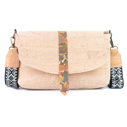 Cork Crossbody Bag with Interchangeable Strap | Natural Cork Shoulder Bag BAGP-366
