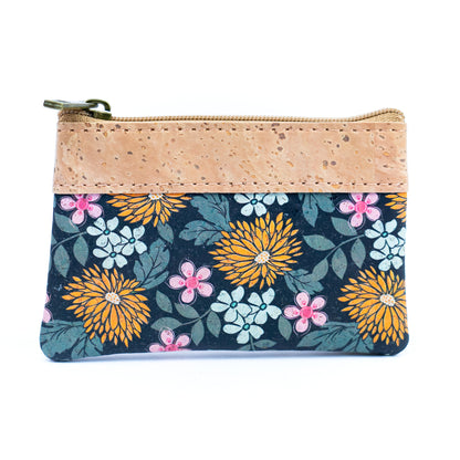 Chic Printed Cork Mini Wallet for Women with Dual Zip Compartments BAG-2316