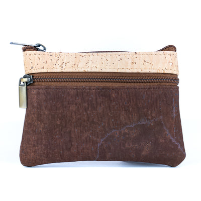 Triple Zipper Cork Coin Purse – Slim & Stylish Women's Wallet BAG-2356