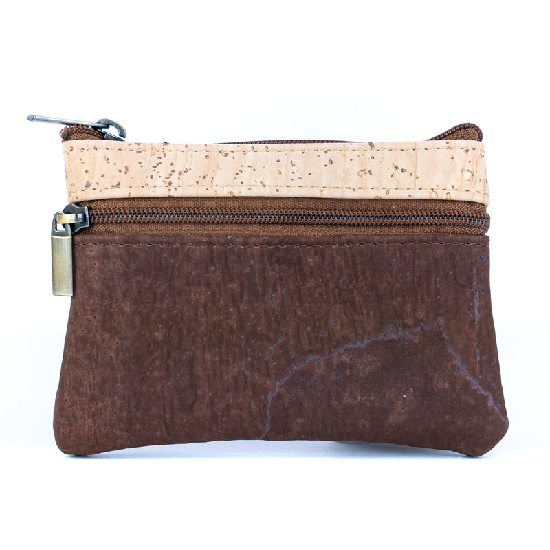 Triple Zipper Cork Coin Purse – Slim & Stylish Women&