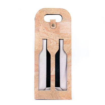 Dual-Bottle Bohemian Cork Wine Carrier and Gift Bag L-911