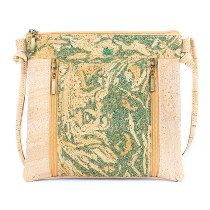 Eco-Friendly Cork Crossbody Bag with Marble Print - Vegan Leather Shoulder Bag BAGP-319-D
