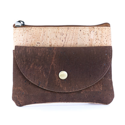 Compact Cork Coin Purse with Snap Pocket with Key Ring BAG-2355