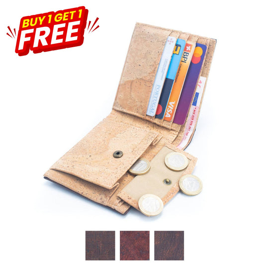 BUY 1 GET 1 FREE: Brown Cork Men's Wallet with Box Packaging BAG-2254