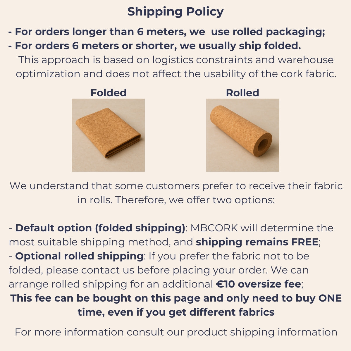 Rolled Shipping Option – Do Not Fold-（DHL transport and fabrics < 6 meters）