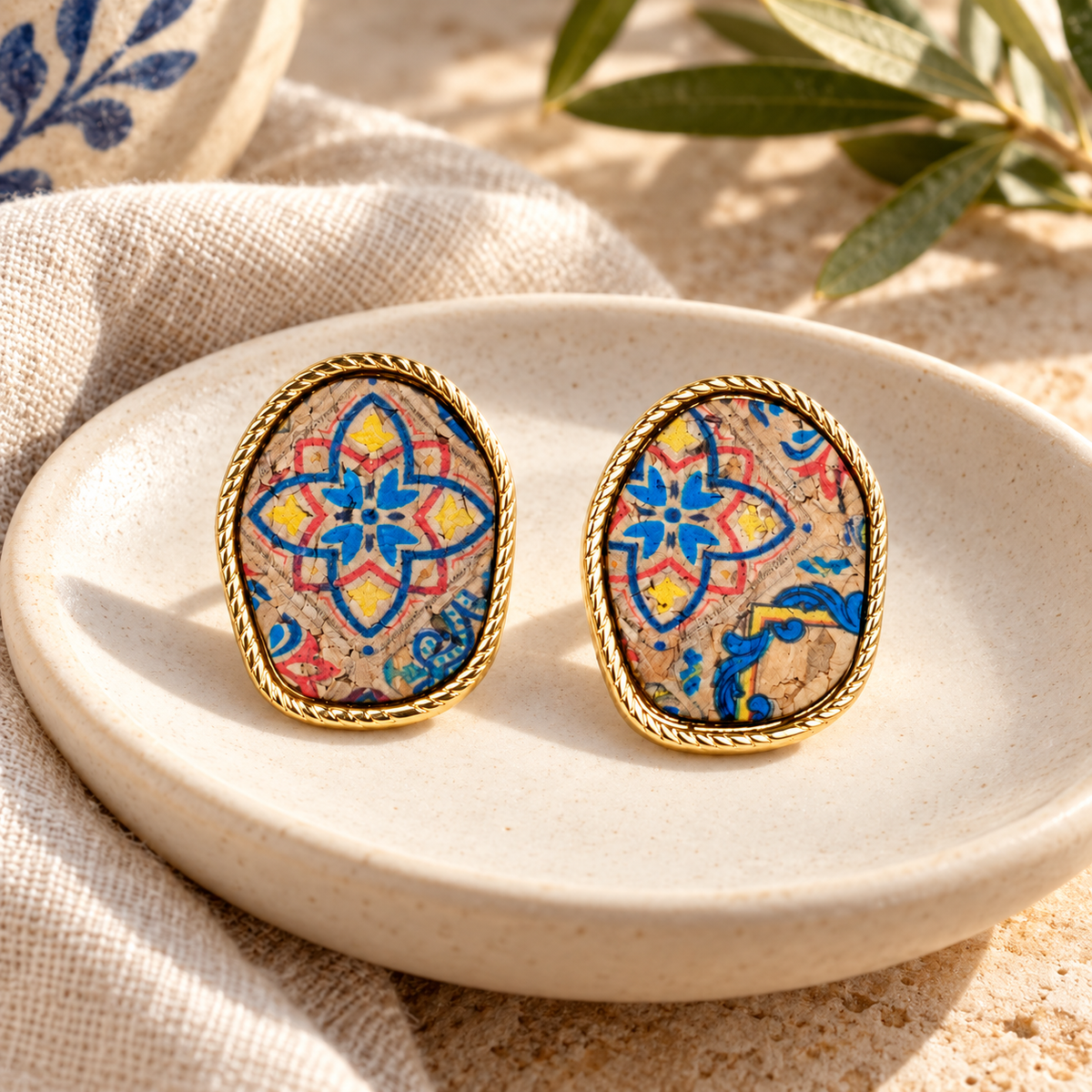 3mm Natural Cork Cord Earrings with Decorative Charm – Pack of 6Pairs-ER-212-MIX-6