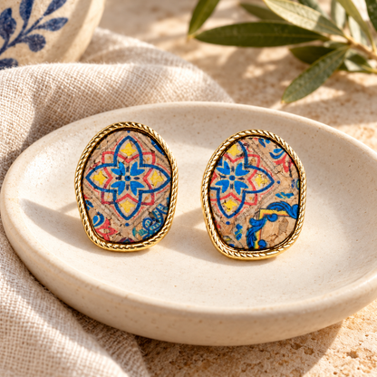 3mm Natural Cork Cord Earrings with Decorative Charm – Pack of 6Pairs-ER-212-MIX-6