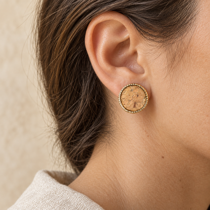 Natural Cork Round Stud Earrings Set – 6 Pairs-ER-216-MIX-6