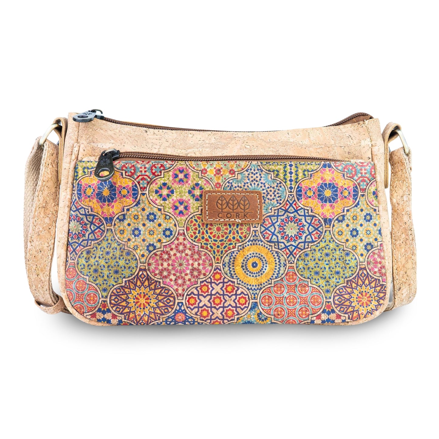 Cork Crossbody Bag with Front Zip Pocket – Adjustable Strap BAGD-653