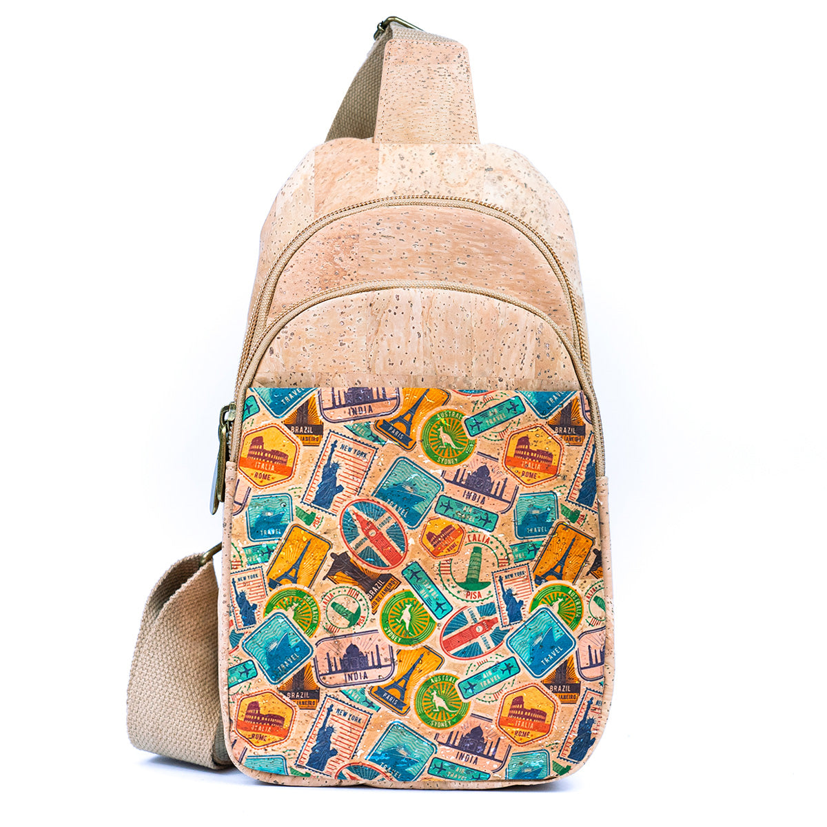 Natural Women's Three-Compartment Sling Bag BAG-2296