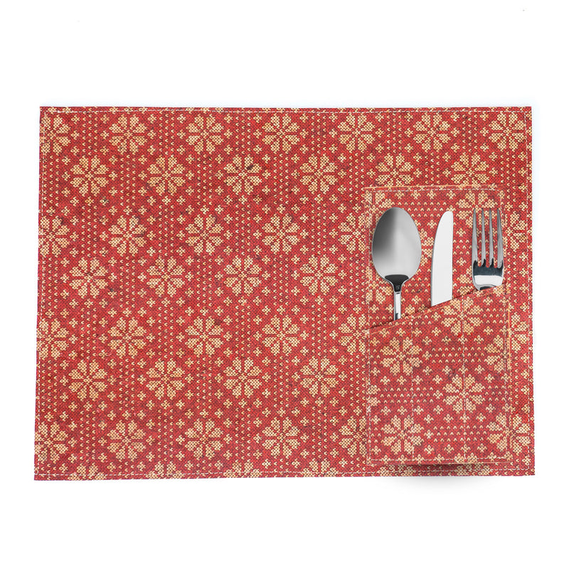 Christmas Cork Placemats and Cutlery Pockets Set – 8-Piece Pack (Limited Edition) L-1094