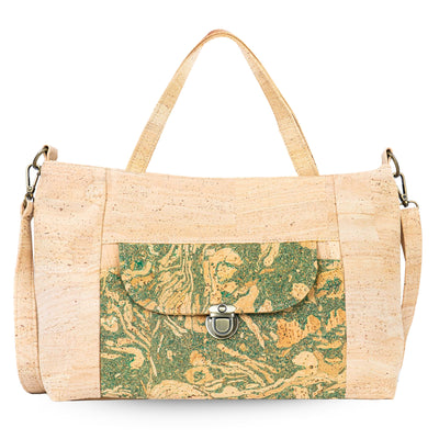 Natural Cork Handbag | Vegan Shoulder Bag with Front Pocket BAGP-317