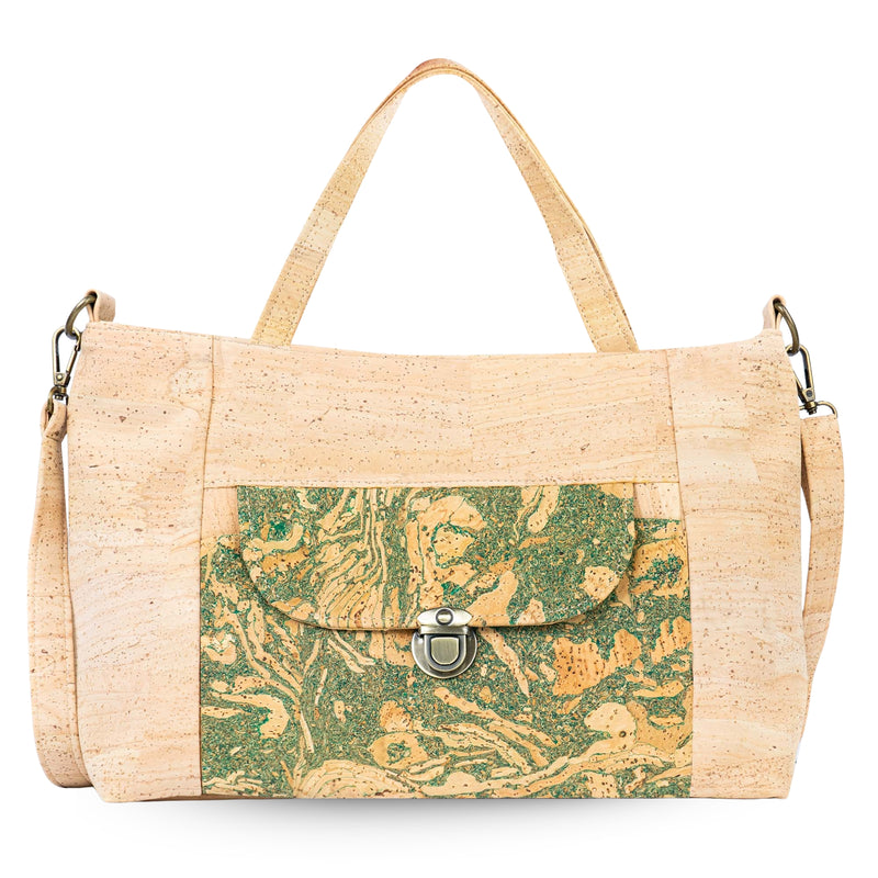 Natural Cork Handbag | Vegan Shoulder Bag with Front Pocket BAGP-317
