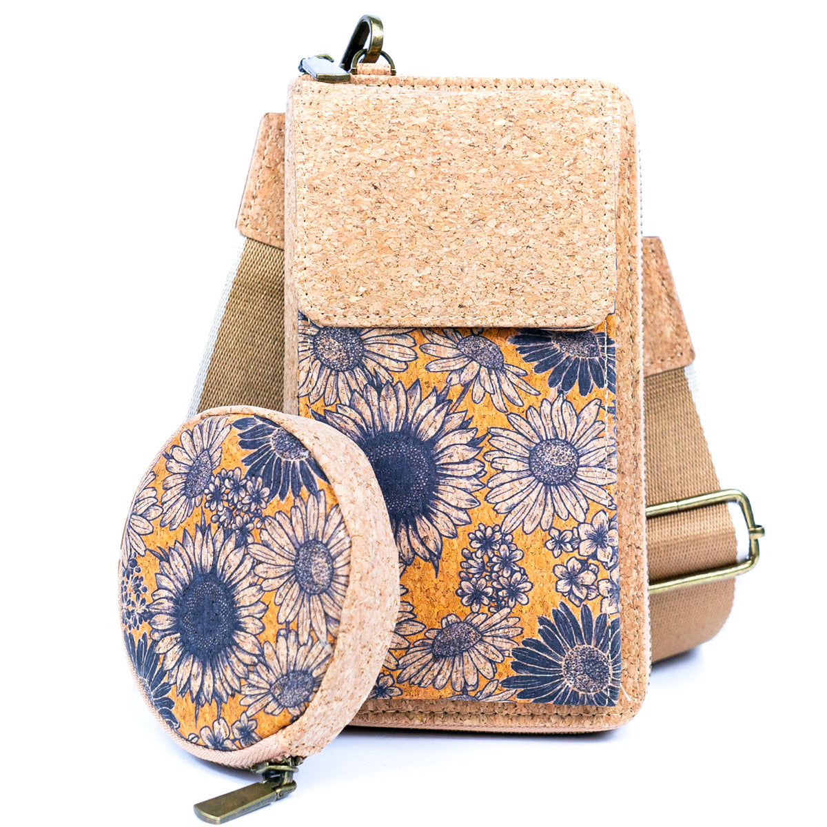 Natural Cork Women's Printed Phone Pouch with Detachable Coin Purse BAG-2310