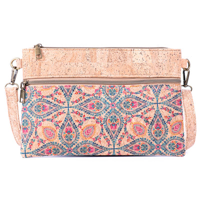 Eco-Friendly Natural Cork Sling Bag with Mosaic Patterns BAGD-598