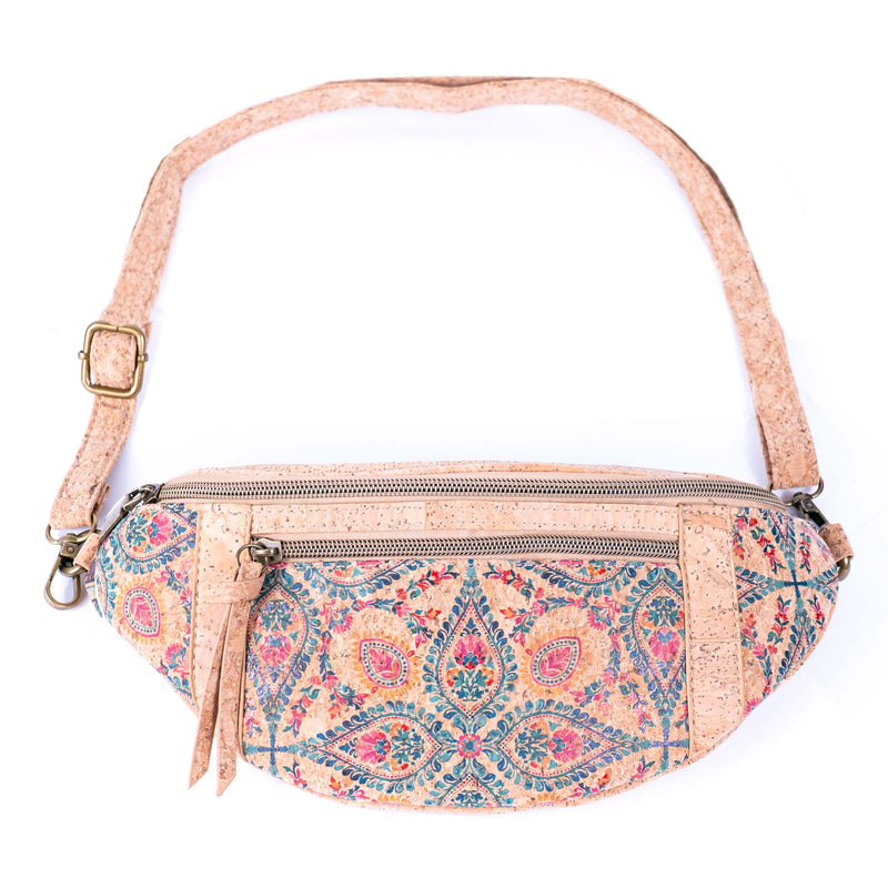 Eco-Friendly Natural Cork Fanny Pack Bag with Adjustable Strap and Printed Patterns BAGD-220