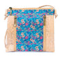 Floral White Print Cork Shoulder Bag with Zippered Pockets BAGP-019