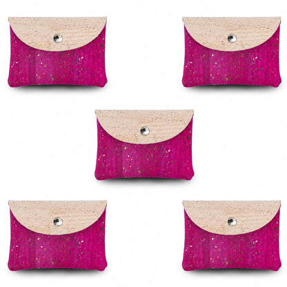 5pcs Natural Cork Coin Purses with Snap Closure BAGP-384