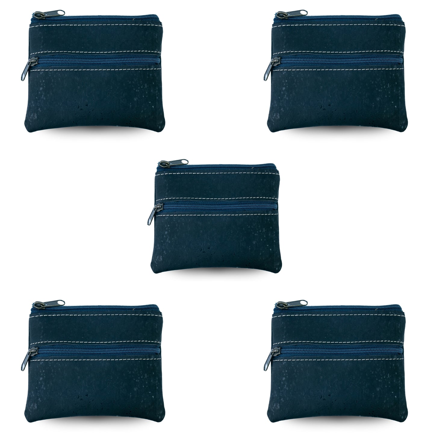 5pcs | Natural Cork Double-Zip Coin Purs BAGP-382